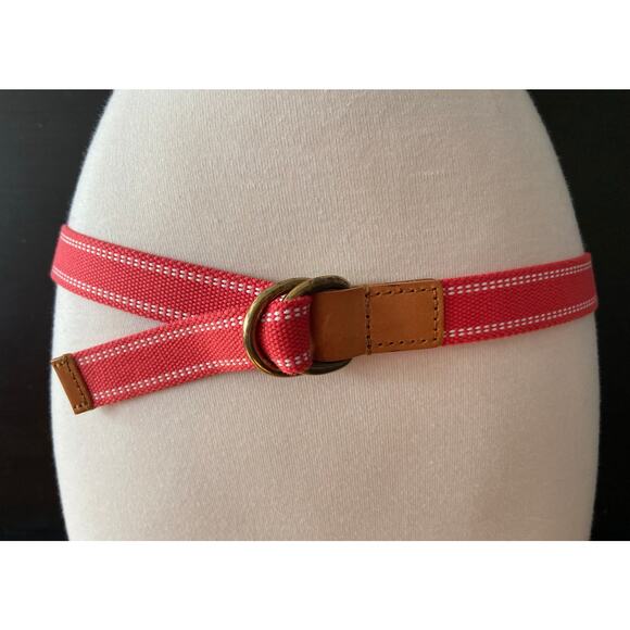 GAP Coral Red Fabric Belt w/Leather Trim Womens sz M - Picture 1 of 8